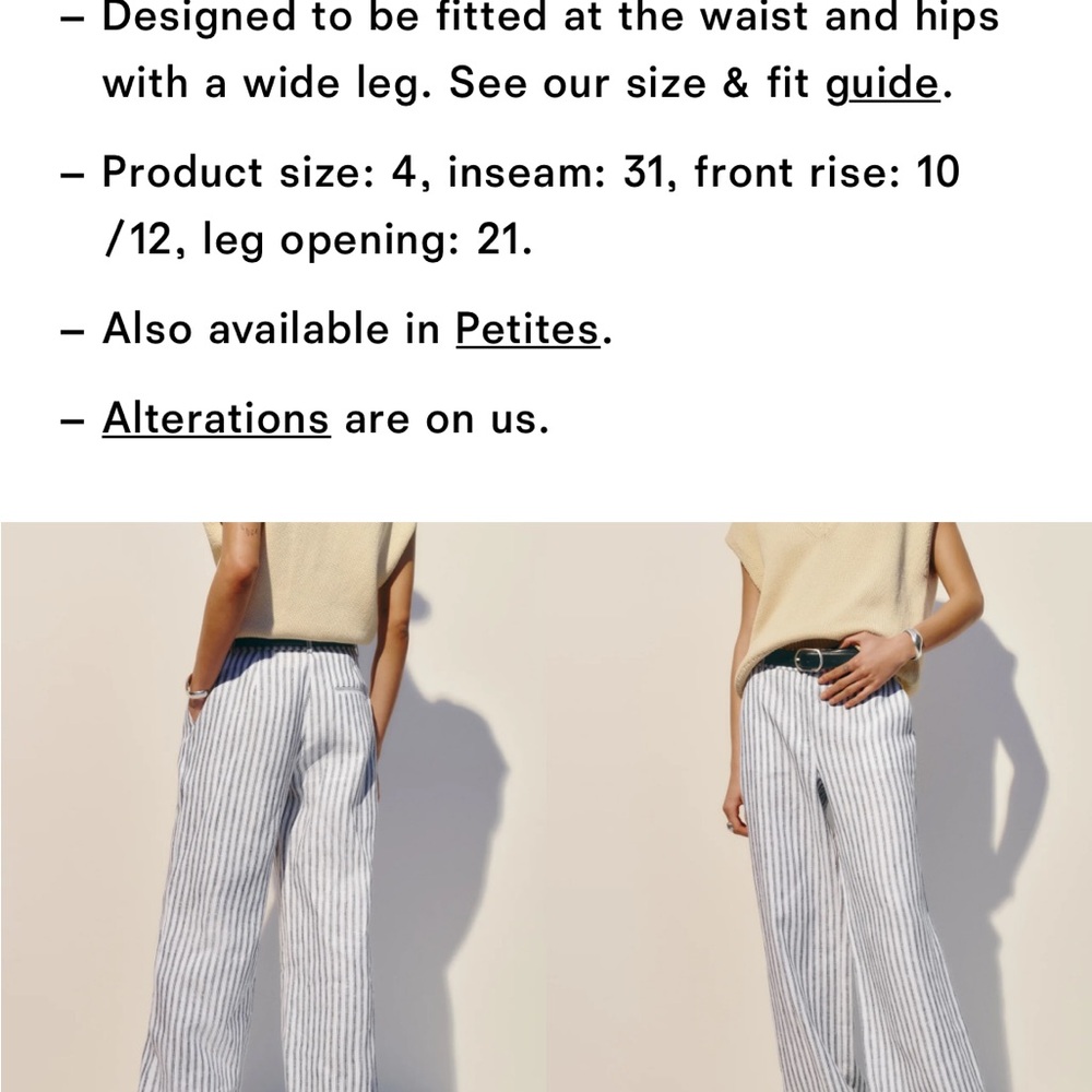Reformation Striped Carter Linen Pants - White and Blue - Picture 9 of 9